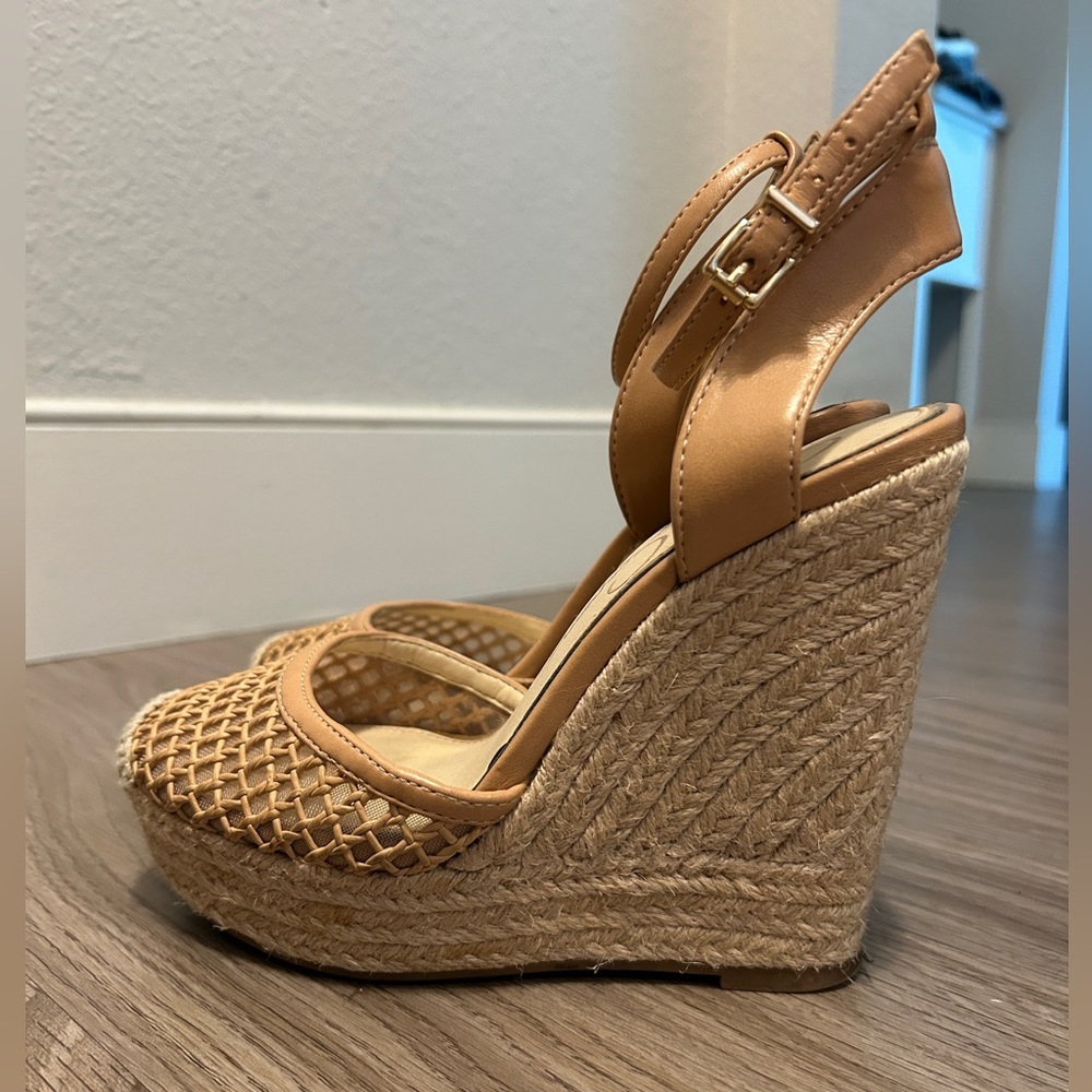 Jessica Simpson Beige Woven Wedges